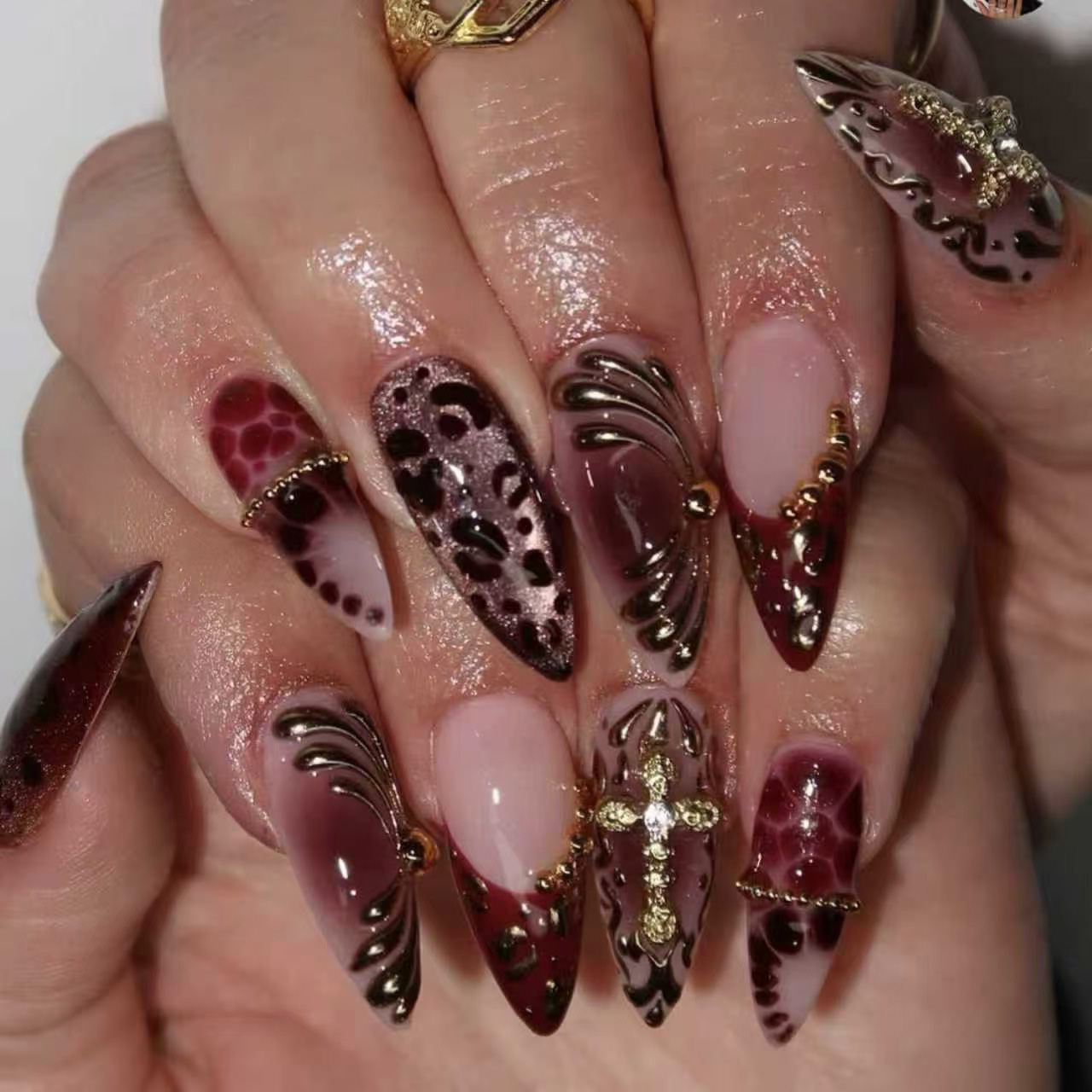 Medium fake nails for women gr - Pressed Flower Art review and price