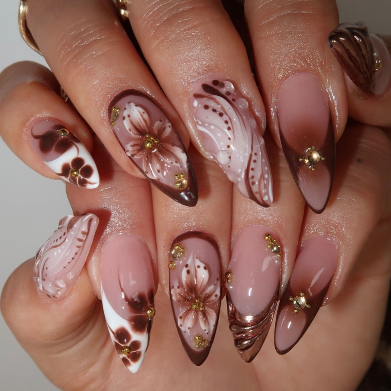 Medium fake nails for women gr - Pressed Flower Art review and price