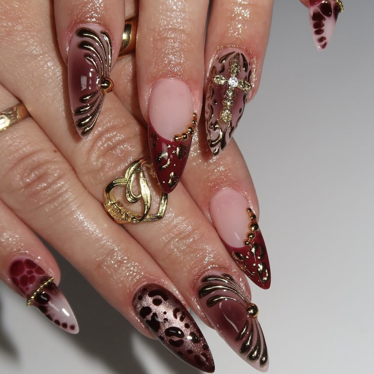 Medium fake nails for women gr - Pressed Flower Art review and price